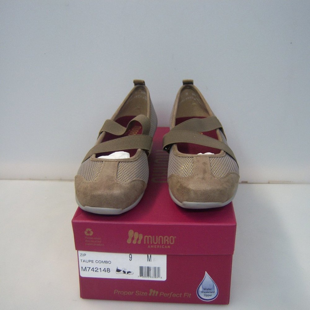 Munro  American Maryjane  Taupe & Gold sneakers  size 9